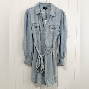 Generation Love  NWT Linnie Drapey Denim midi  Dress size L Washed Light Blue